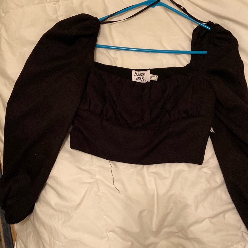 Princess Polly cropped black shirt